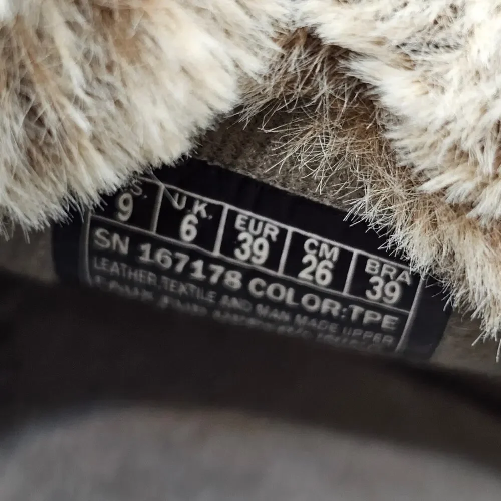 Skechers Taupe Trego Falls Finest Suede Waterproof Faux Fur Snow Winter Boots